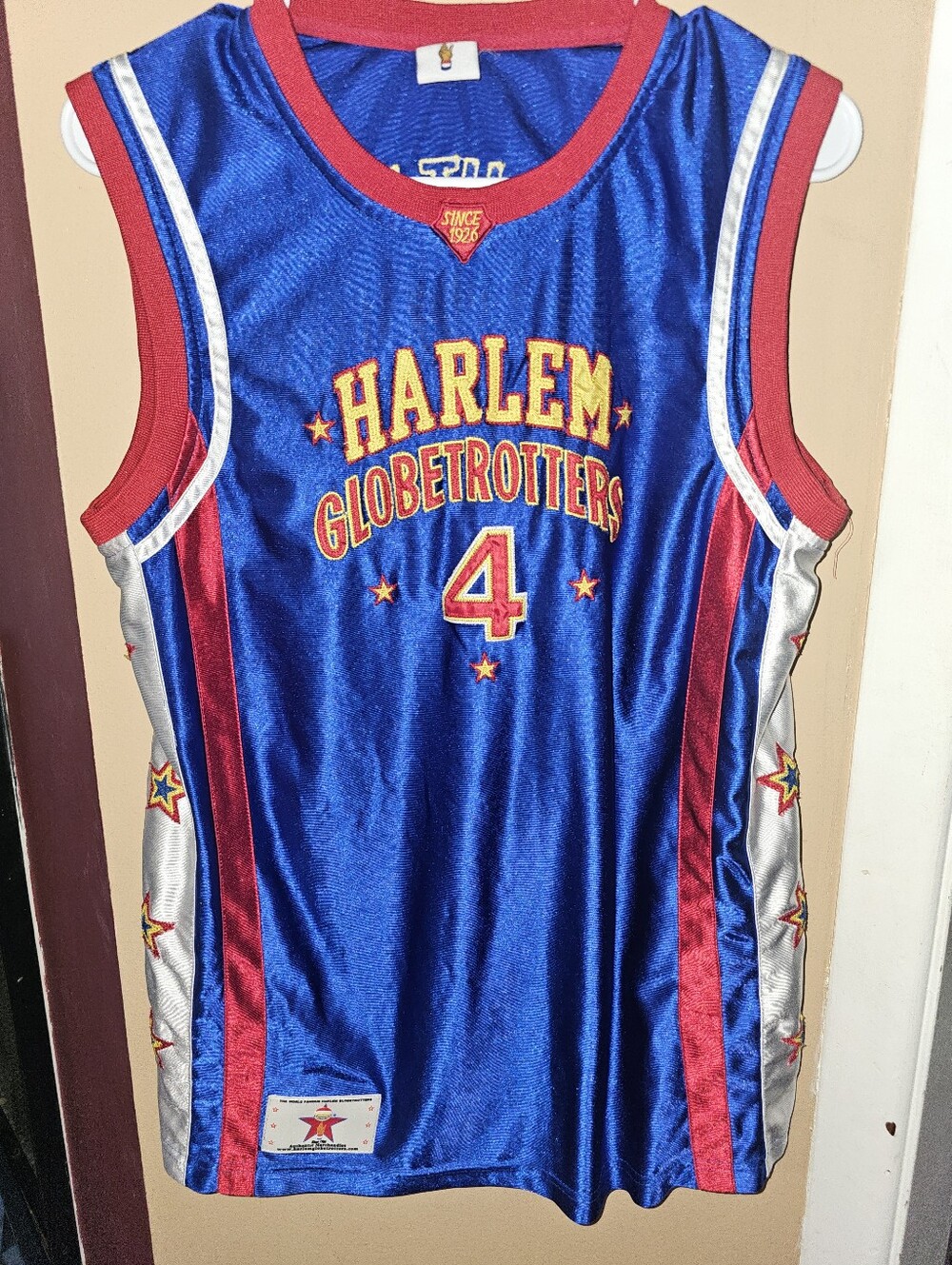 Vintage Large Harlem Globetrotters Flight Time #4 Basketball Jersey Sz L